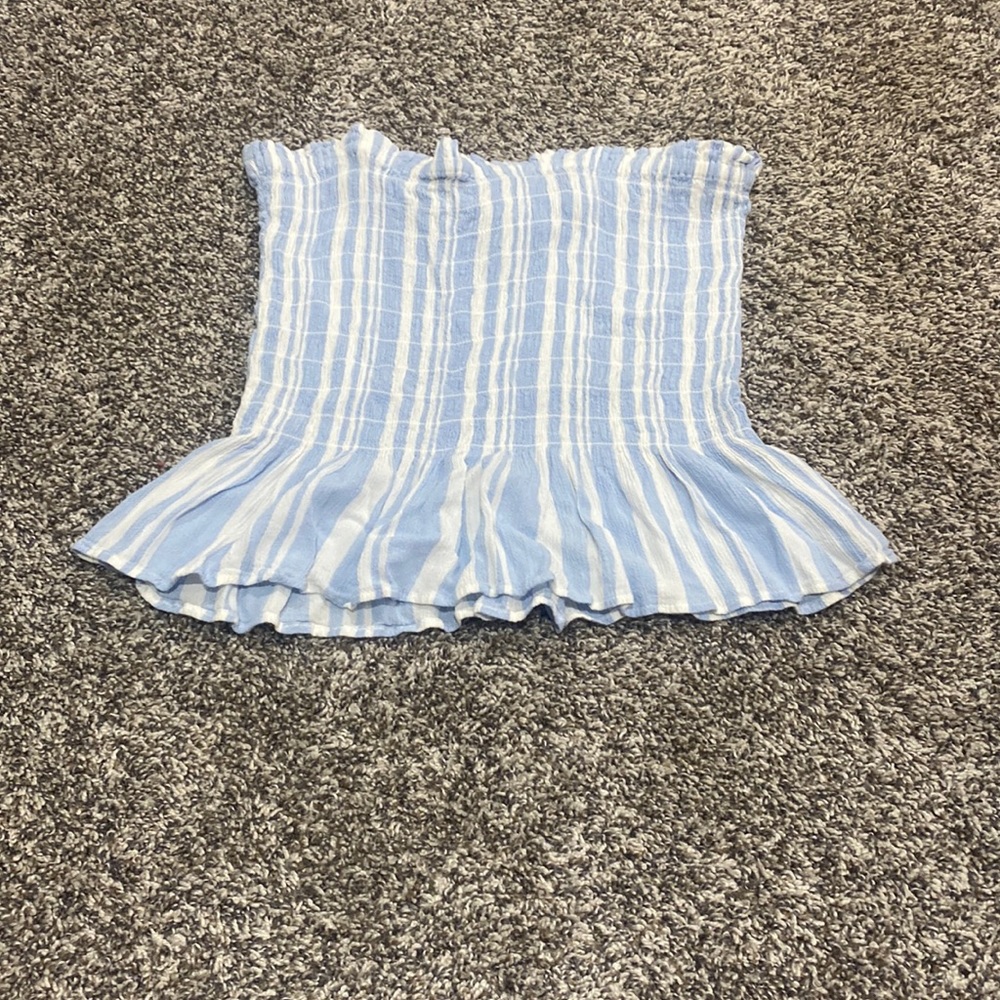 American eagle blue and white striped top size M